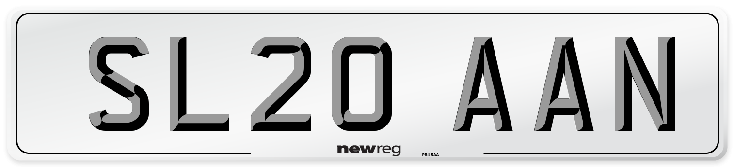SL20 AAN Number Plate from New Reg